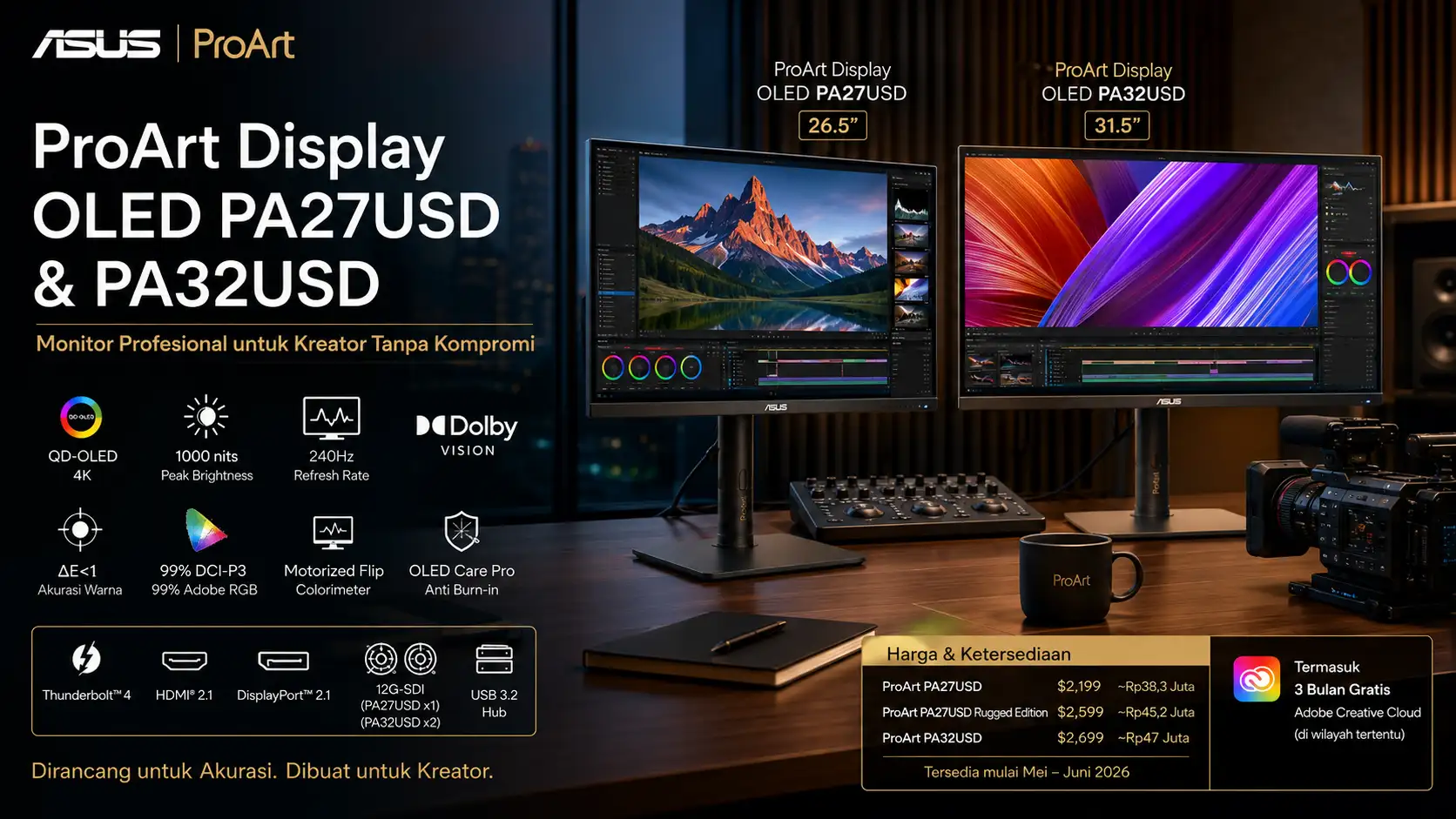 ASUS Luncurkan Monitor OLED ProArt 4K untuk Kreator